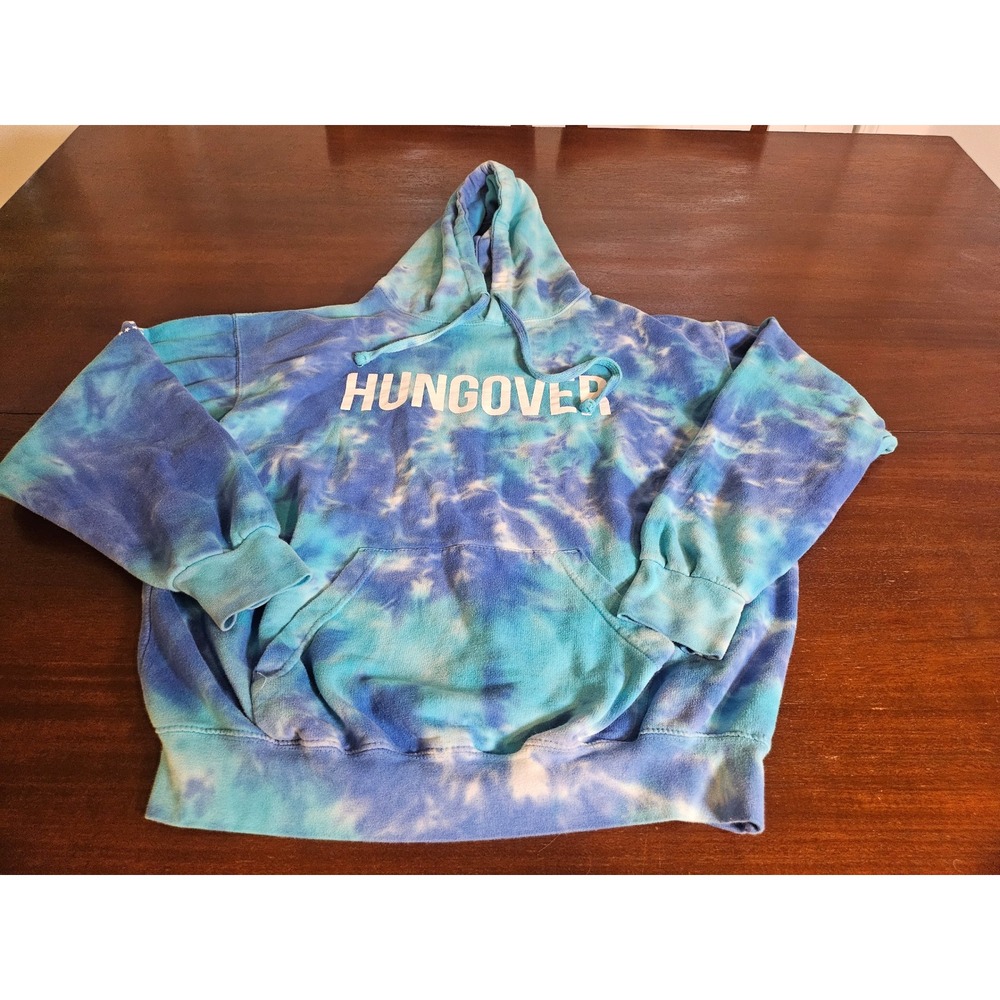 Colortone Barstool Sports Hoodie Unisex Large Blue Tie Dye Hungover Graphic